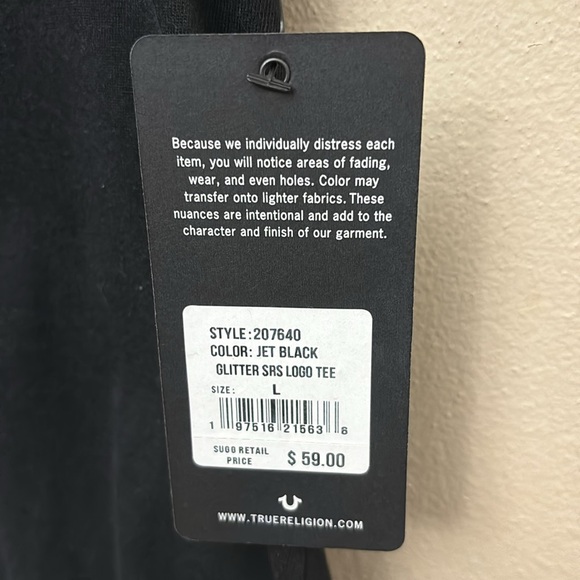 True Religion Black short sleeve shirt w/ Silver Glitter Buddha World Tour Large - Picture 2 of 4